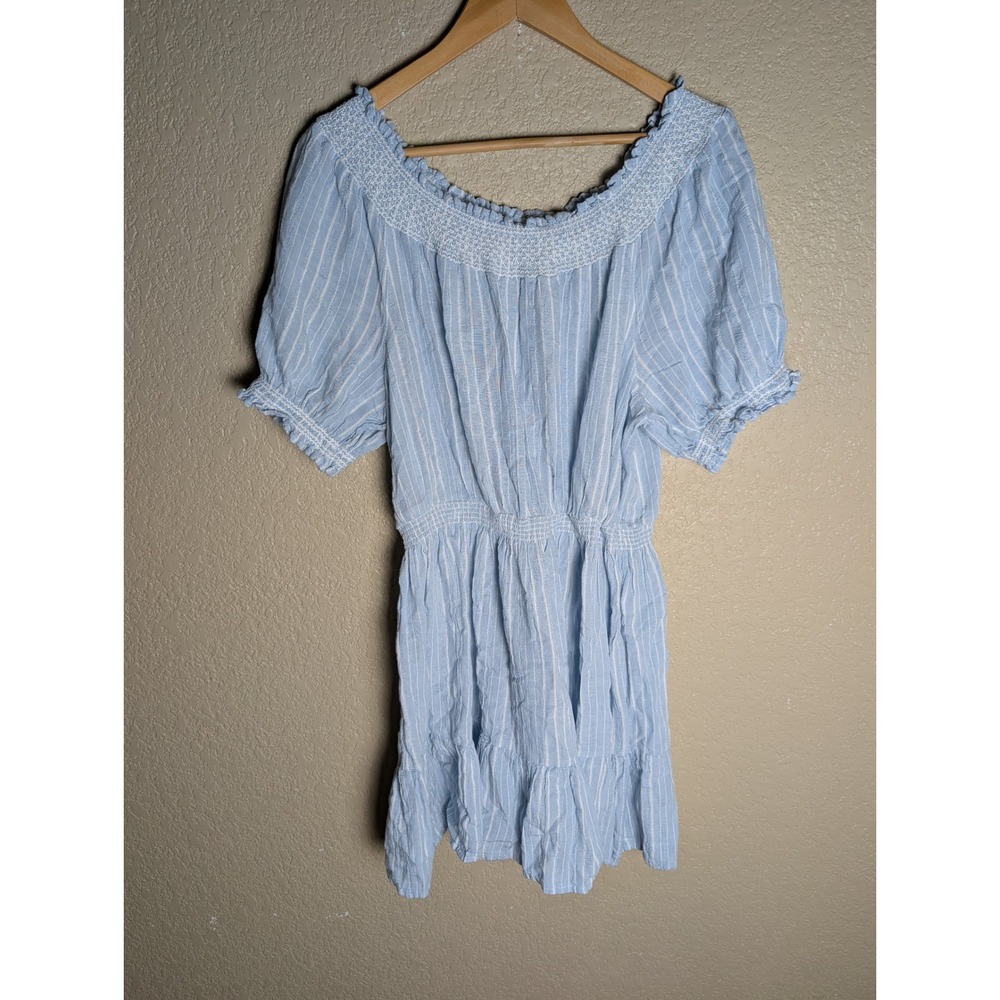Old Navy Blue Striped Smocked Puff Sleeve Mini Dress Cottagecore M
